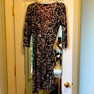 BCBGMAXAZRIA beautiful chocolate brown and cream wrap dress. EUC.